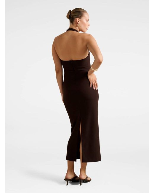 Forever New Brown Georgie Halter Neck Ruched Bodycon Dress