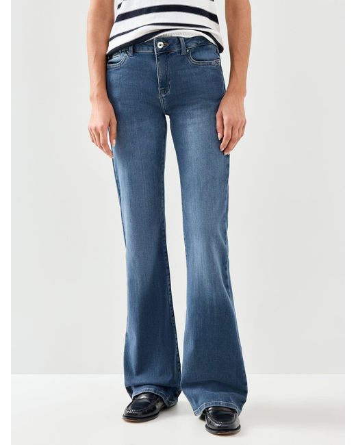 ONLY Blue Blush Icon Coin Mid Waist Flare Jeans 32 Inch