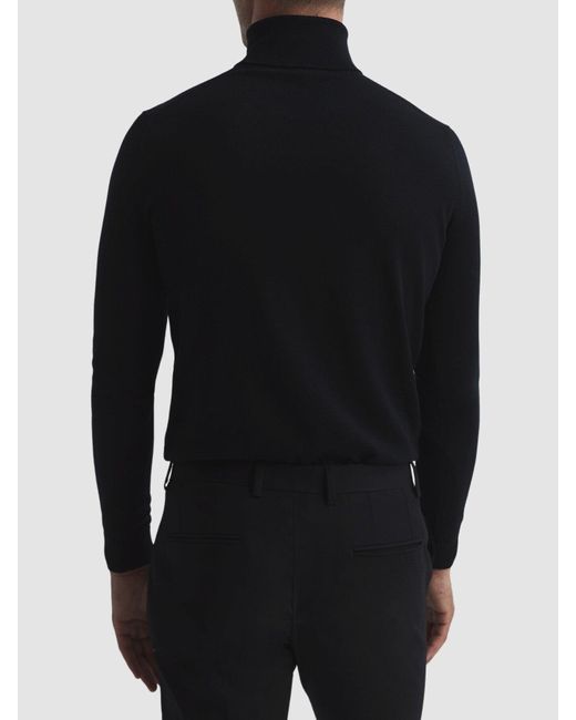 Reiss Black Caine Merino Wool Rollneck for men