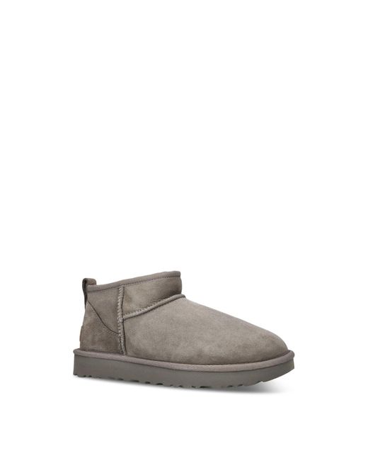 Ugg Gray Classic Ultra Mini Suede Ankle Boots Smoke Plume