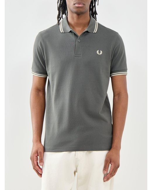 Fred Perry Gray Twin Tipped Polo Shirt for men