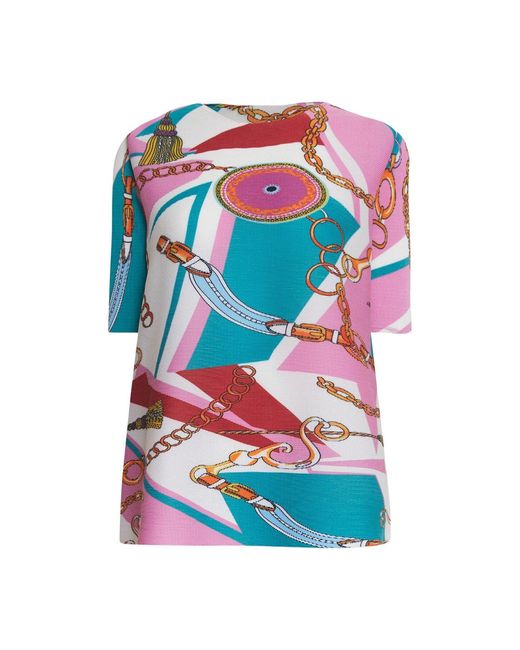 James Lakeland White Pattern Pleasted Top, Polyester