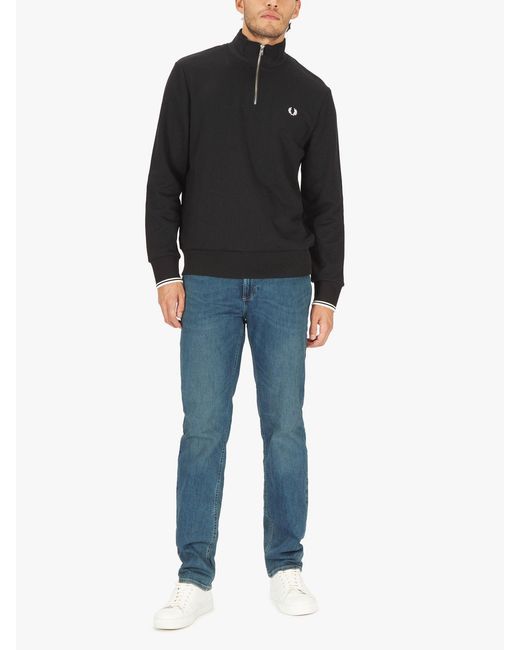 Fred Perry Black Half Zip Sweatshirt for men