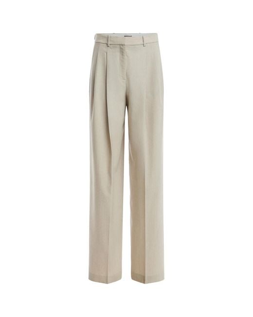 Theory Natural Women's Wide Leg Double Pleat Trouser