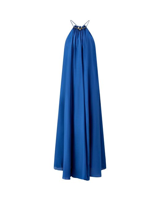 Zimmermann Blue Aster Gathered Bead Maxi Dress