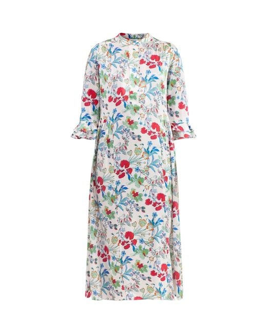 Dea Kudibal White Rosanna Ruffle Maxi Shirt Dress Multi