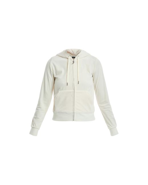 Juicy Couture White Women's Robertson Hoodie Classic Velour