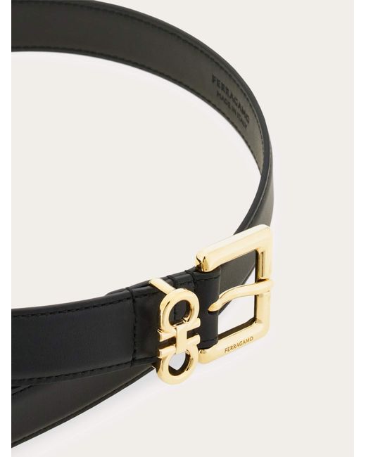 Ferragamo White Double Gancini Fixed Belt