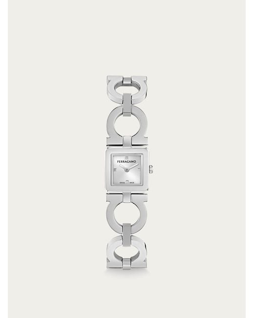 Ferragamo White Double Gancini Watch