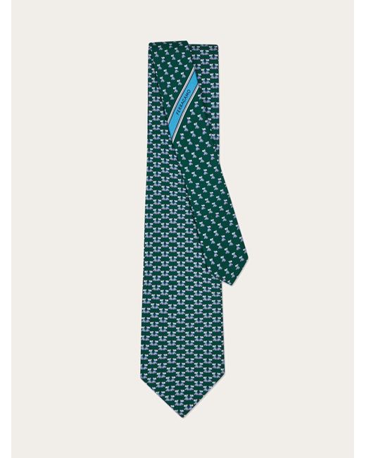 Ferragamo Blue Terrier Print Silk Tie for men