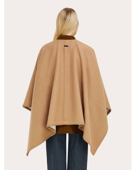 Ferragamo Brown Geometrical Renaissance Print Reversible Cape