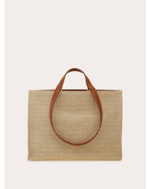 Ferragamo Natural Tote Bag With Logo (L)