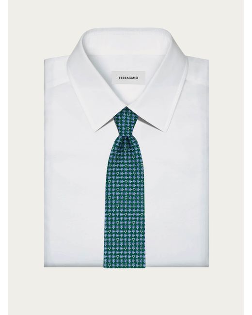 Ferragamo Blue Turtles Print Silk Tie for men