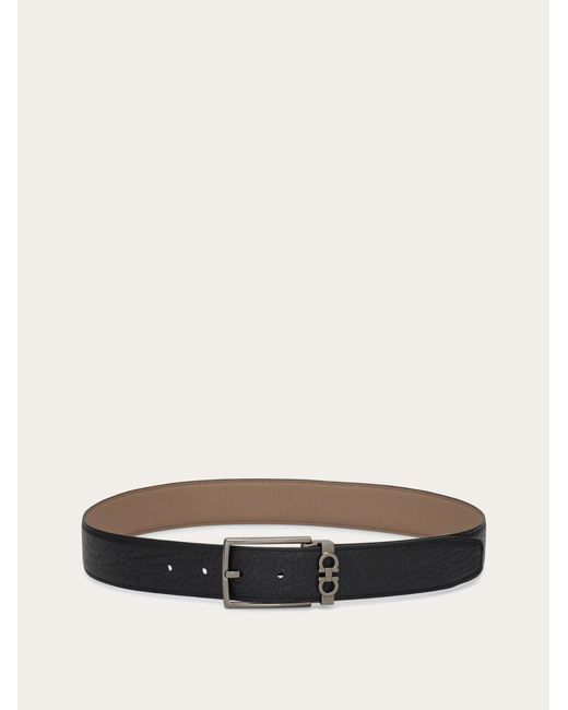 Ferragamo Natural Reversible And Adjustable Belt With Rectangular Buckle for men