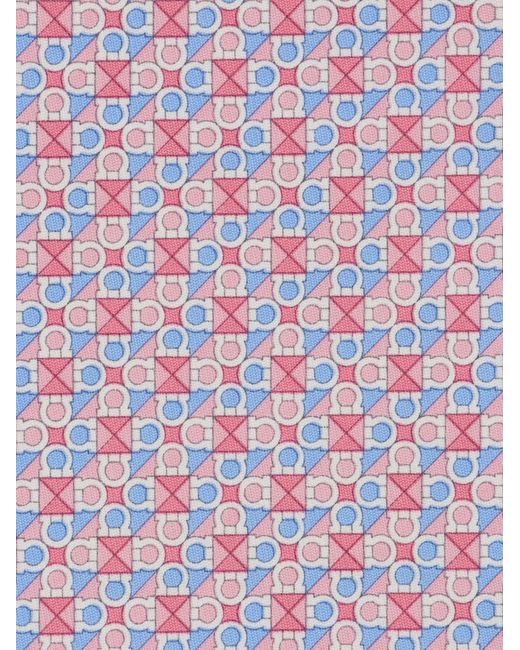Ferragamo Pink Gancini Square Print Silk Tie for men