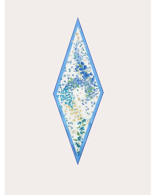 Ferragamo Blue Spring Print Diamond Scarf