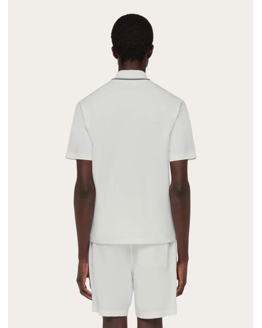 Ferragamo White Short Sleeved Polo Shirt for men