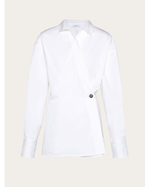 Ferragamo White Damen Bluse mit asymmetrischem Verschluss