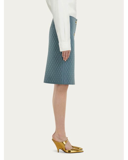Ferragamo Blue Quilted Nappa Skirt