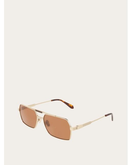 Ferragamo Natural Rectangular Frame Sunglasses for men