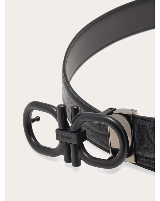 Ferragamo White Reversible And Adjustable Gancini Belt for men