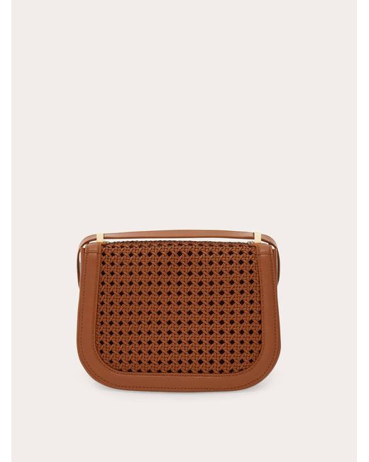 Ferragamo Brown Double Gancini North-South Crossbody Bag (Xs)