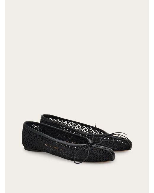 Ferragamo White Macramé Lace Ballet Flat .5