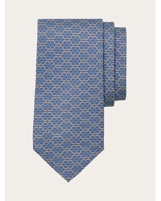 Ferragamo Blue Gancini Print Silk Tie for men