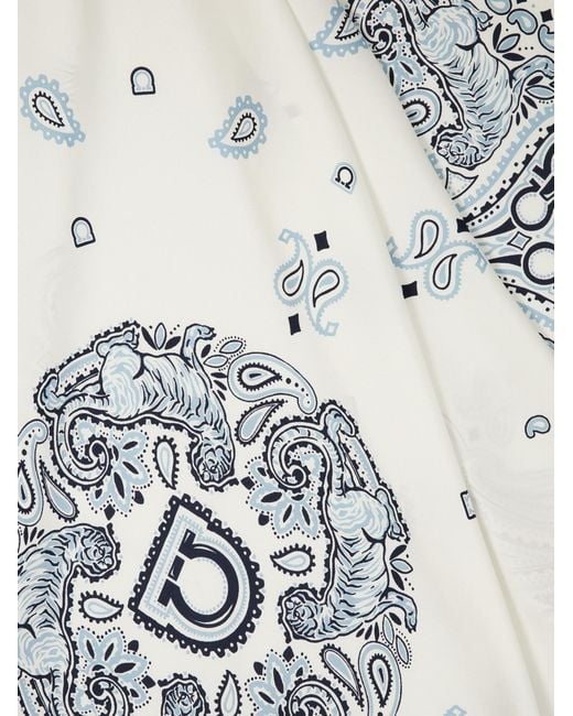 Ferragamo White Arabesque Print Silk Sarong