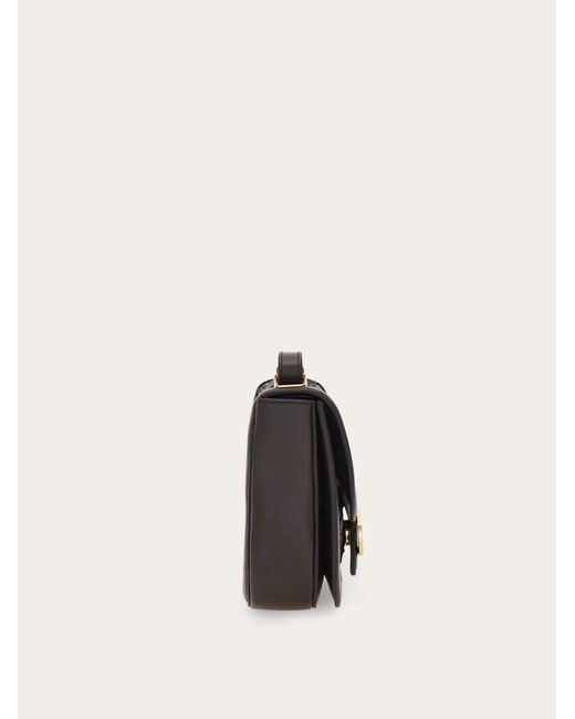 Ferragamo Black Double Gancini North-South Crossbody Bag (Xs)