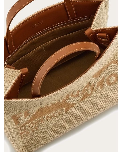 Ferragamo Natural Tote Bag With Logo (M)