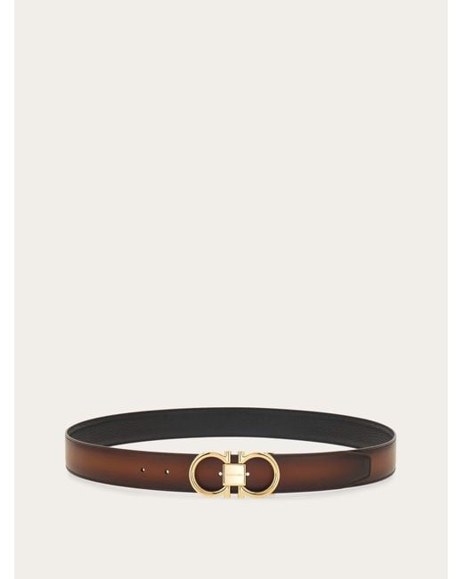 Ferragamo White Reversible And Adjustable Gancini Belt for men