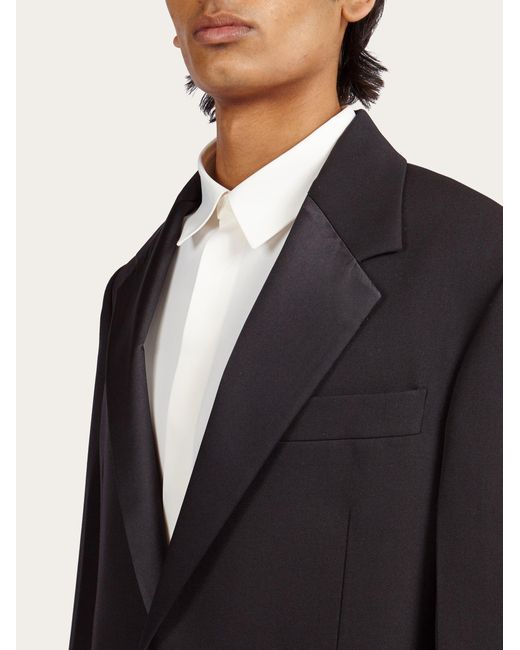 Ferragamo Black Single Breasted Tuxedo Jacket for men