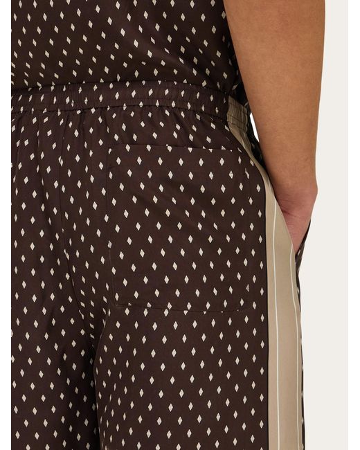 Ferragamo Brown Silk Bermuda Shorts for men