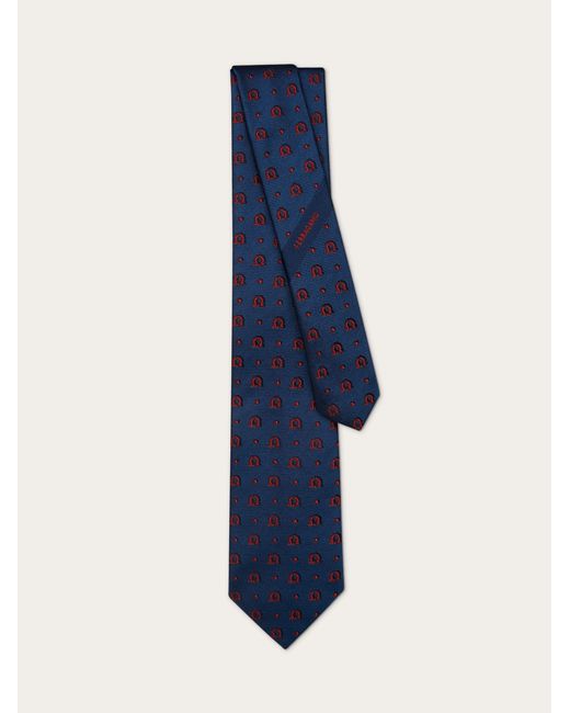 Ferragamo Blue Gancini Jacquard Tie for men