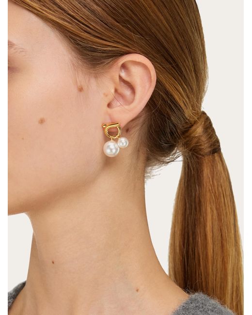 Ferragamo Natural Double Pearl Earrings