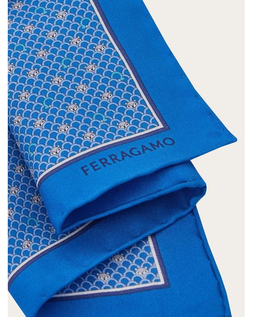 Ferragamo Herren Einstecktuch mit Fuchs-Print in Blue für Herren