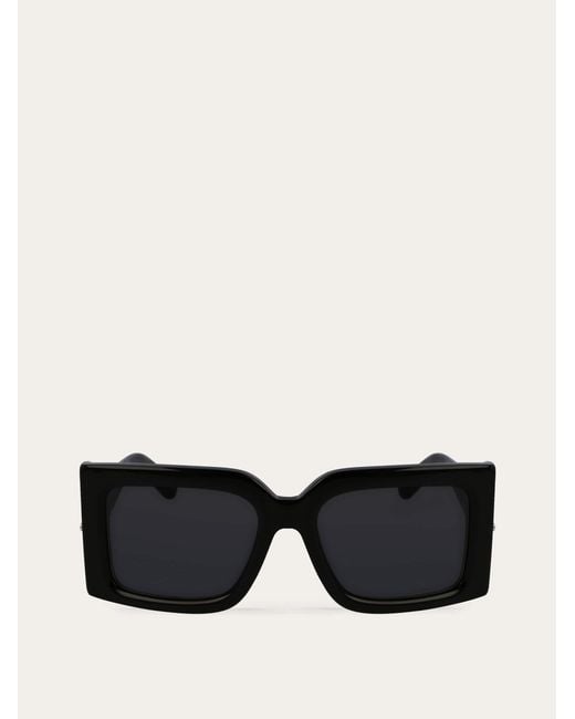 Ferragamo Black Rectangular Frame Sunglasses