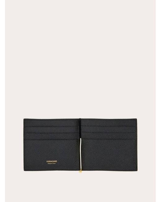 Ferragamo Black Gancini Wallet With Money Clip for men