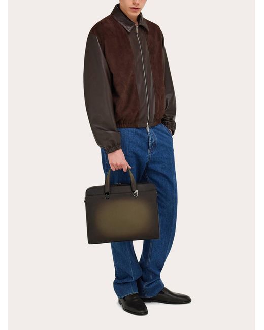 Ferragamo Black Gancini Briefcase for men