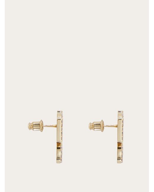 Ferragamo Natural Crystal Embellished Four Gancini Earrings