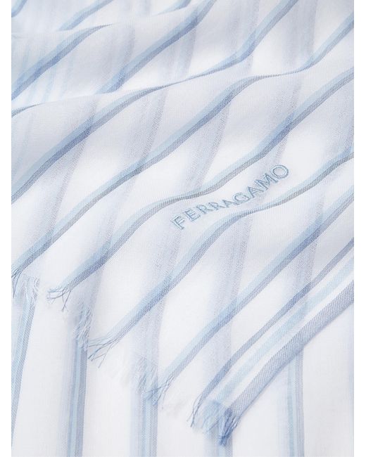 Ferragamo Blue Jacquard Striped Stole for men