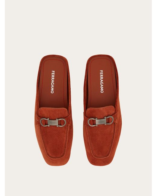 Ferragamo Red Mule With Gancini Ornament for men