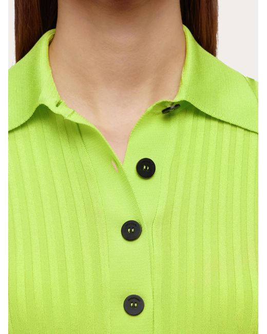 Ferragamo Green Slim Fit Long Sleeved Polo Shirt