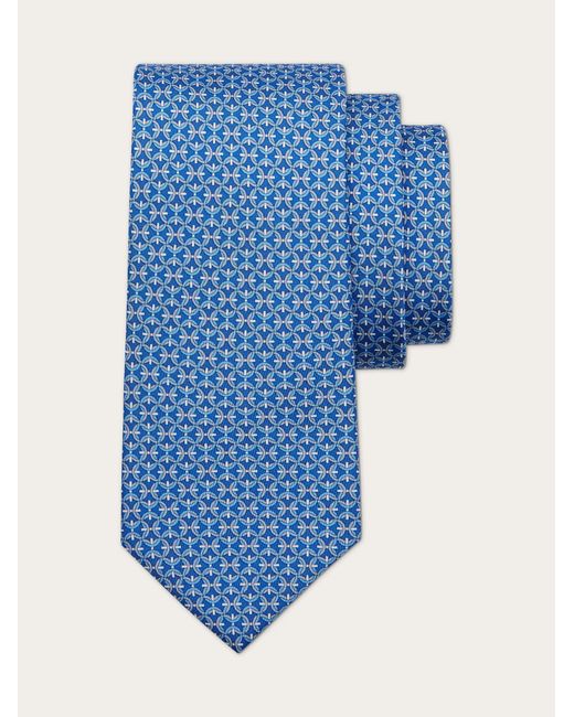 Ferragamo Blue Gancini Print Silk Tie for men