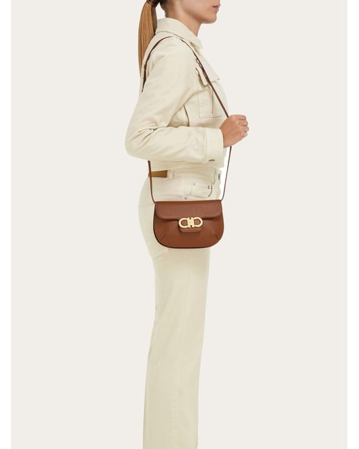Ferragamo Brown Double Gancini Mini Bag