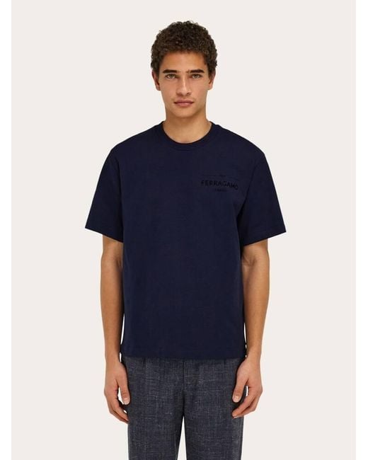 Ferragamo Blue Logo T-Shirt for men