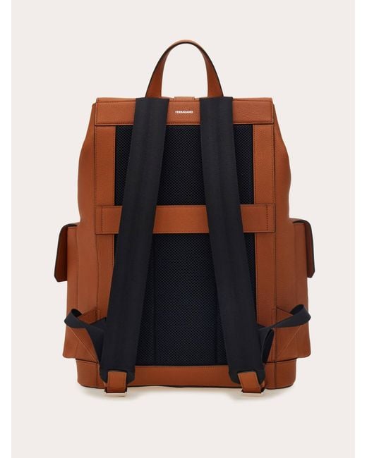 Ferragamo Brown Utility Backpack With Hug Buckle for men