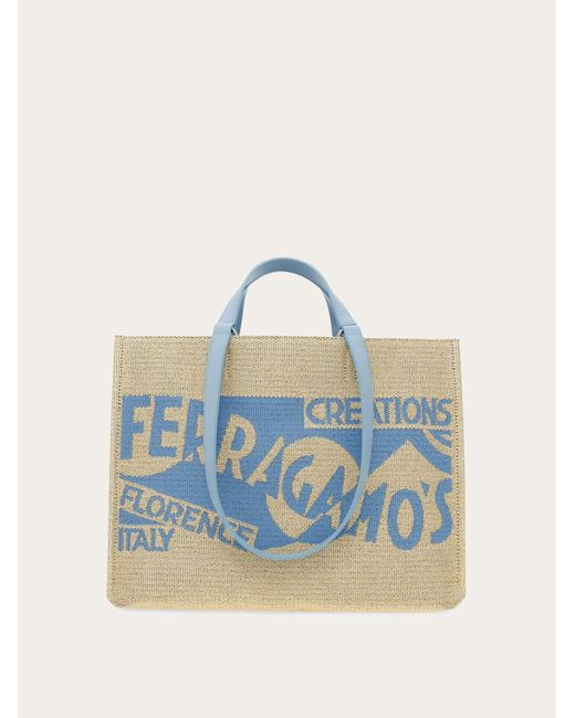 Ferragamo Blue Tote Bag With Logo (m)