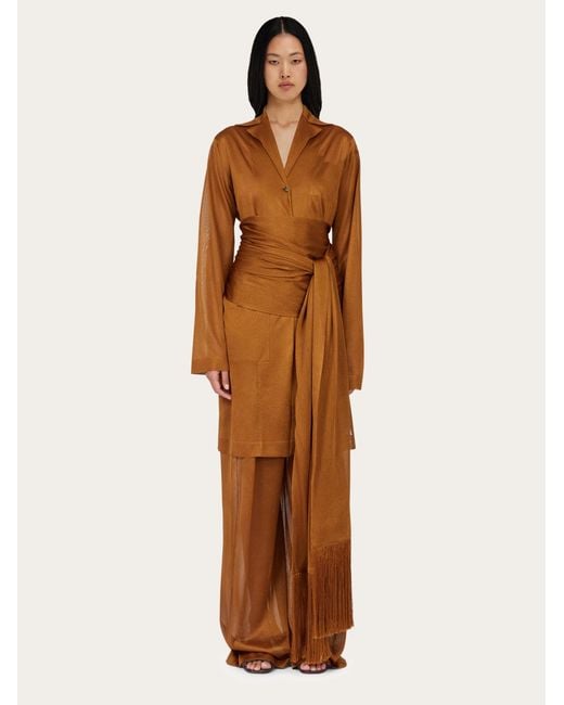 Ferragamo Brown Jersey Duster